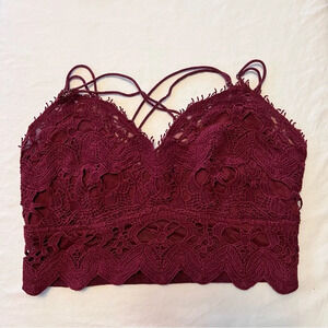 Free People | Ilektra Bralette Burgundy Scalloped Hem Women’s Large Sexy Lace